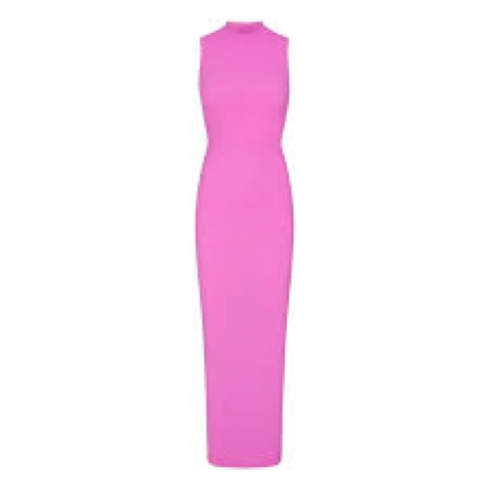 Skims Fits Everybody Mock Neck Sleeveless Maxi Dress in Neon Orchid